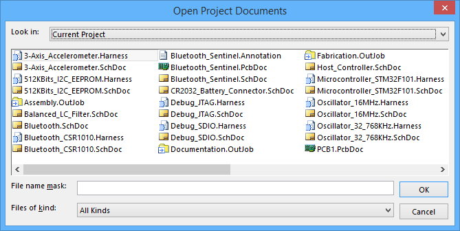  The Open Project Documents dialog