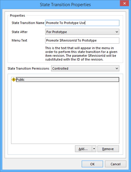 The State Transition Properties dialog.
