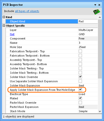 The alternative mask expansion parameter is also exposed through the Inspector and

List panels, where mass changed can be applied.