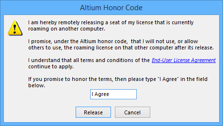 The Altium Honor Code dialog