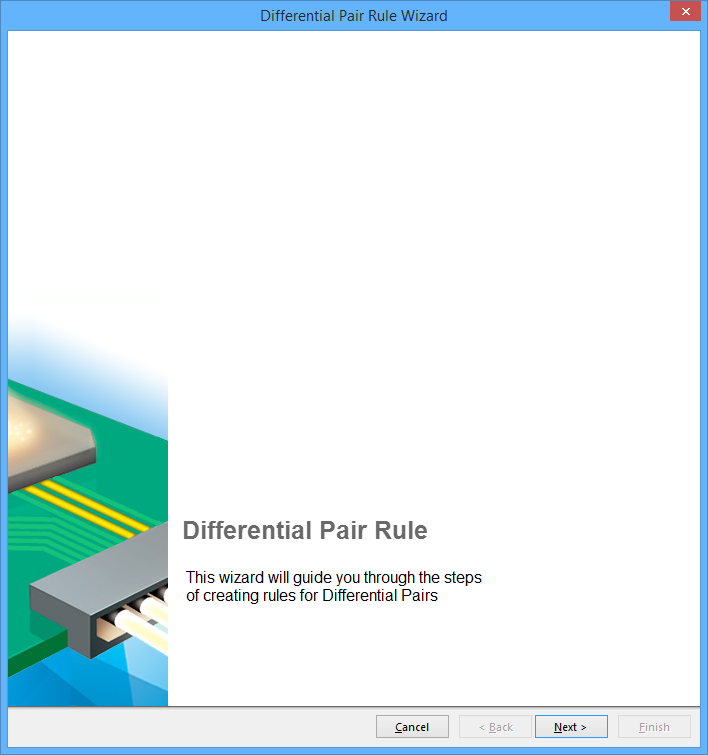 The front page of the Differential Pair Rule Wizard. 