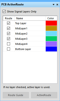 Configure the layers, create a Guide and perform an ActiveRoute.