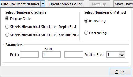 Auto Document Numbering Options.