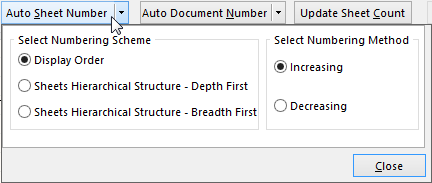 Auto Sheet Numbering Options.