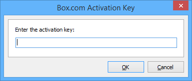 The Box.com Activation Key dialog