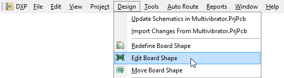 For this design, it is more efficient to edit the existing board shape. These commands are only available in Board Planning Mode.
