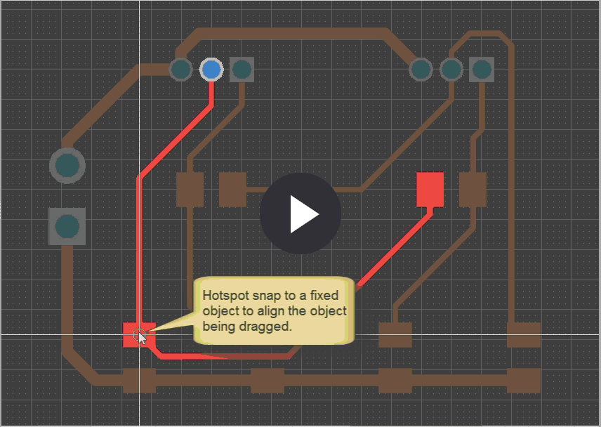 An animation showing track dragging being used to tidy up existing routing.