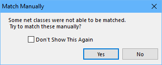 Click Yes to match the net or class manually.