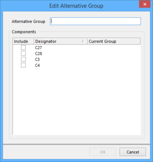 Define an Alternative Group, then assign specific components to it.