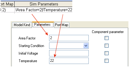 Specifying values for associated model parameters (component-level).