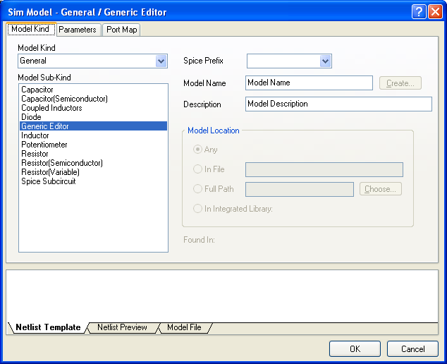 Configuring the model link in the Sim Model dialog.