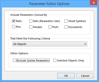Setting parameter management options.