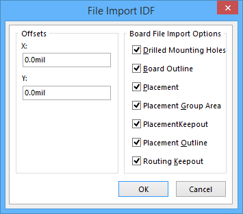 The File Import IDF dialog
