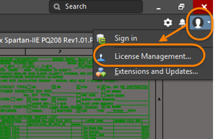 Click the highlighted drop-down then click License Management to access the License Management page. 