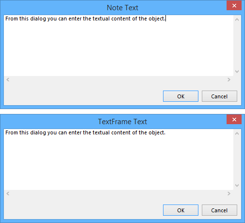 The two incarnations of the Text Entry dialog