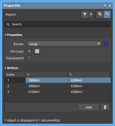 The Polygon default settings in the Preferences dialog and the Region mode of the Properties panel