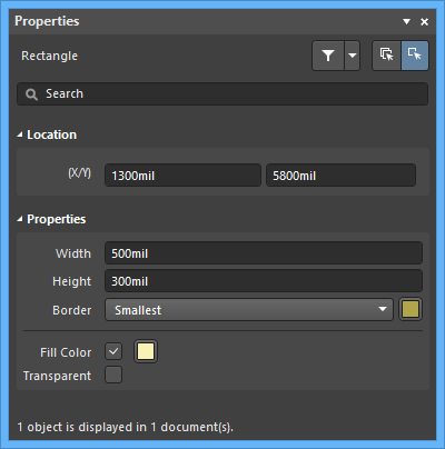 The Rectangle default settings in the Preferences dialog and the Rectangle mode of the Properties panel