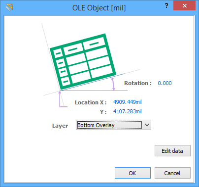 The OLE Object dialog allows users to manage properties for OLE objects.