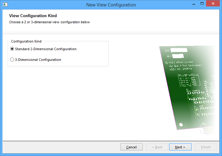 The first page of the New View Configuration Wizard allows designers to choose the configuration kind.