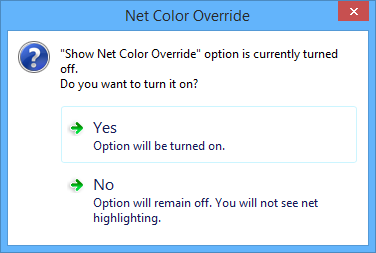 The Net Color Override dialog