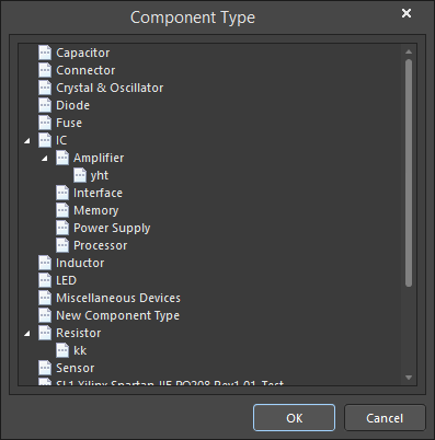 The Component Type dialog