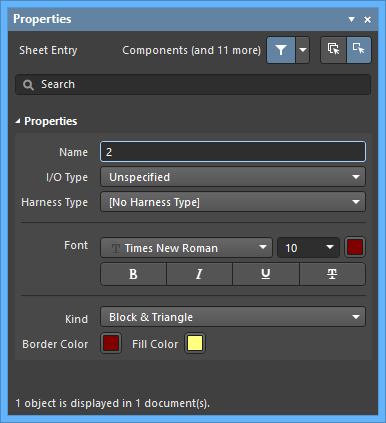 The Sheet Entry mode of the Properties panel