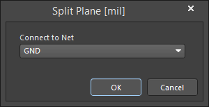 To assign a net to a plane layer, make the plane layer the active layer then double-click to open the Split Plane dialog to assign the net.