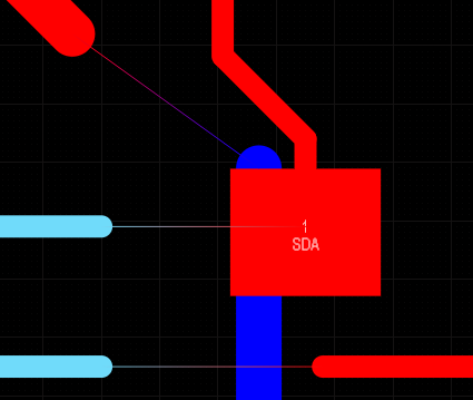Линии соединения можно отобразить в цветах их начального и конечного слоя. На изображении справа показаны несколько цепей с удаленными сегментами для демонстрации их линий соединения.