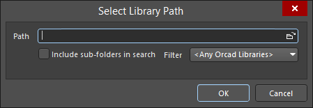 The Select Library Path dialog