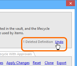 The operation to delete lifecycle definitions can be undone.