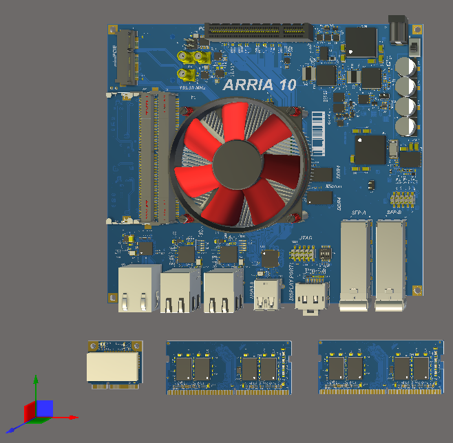 The four boards in this multi-board assembly loaded into the Assembly editor workspace, ready to be positioned.