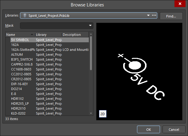 The Browse Libraries dialog