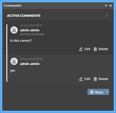 Add comments to a specific point or area in the active document using the Comments panel.