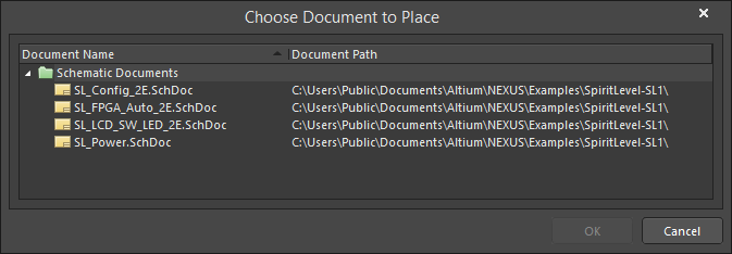 The Choose Document to Place dialog