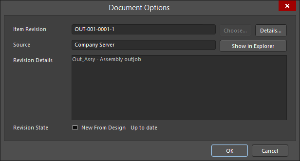 The Document Options dialog