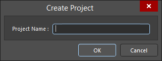 The Create Project dialog