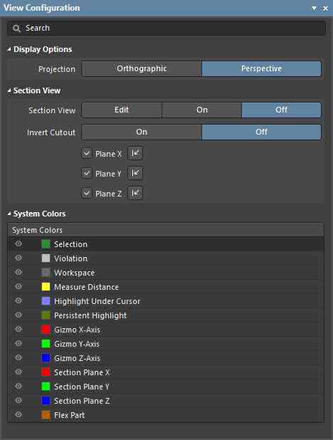 The Multi-board Assembly editor's View Configuration panel.