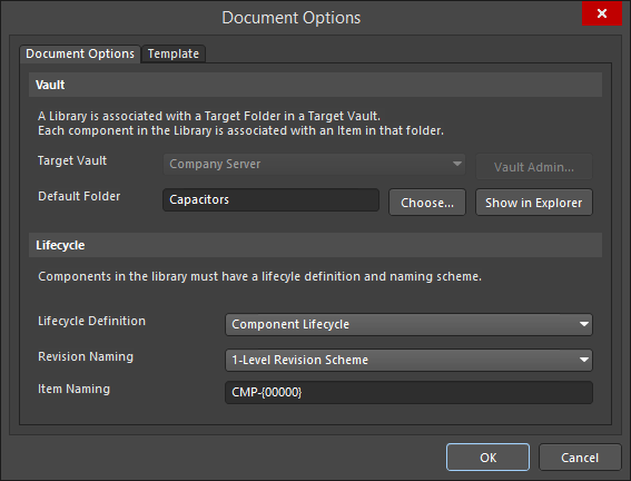 The Document Options dialog