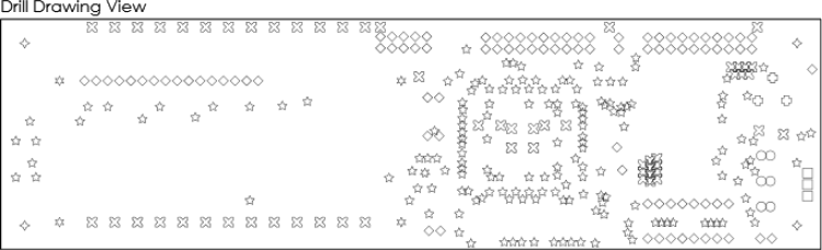 На размещенном виде для сверления можно отобразить отверстия для определенных пар сверловки (если доступны), а также использовать символы для визуализации определенных групп отверстий.