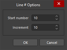 Line number options dialog