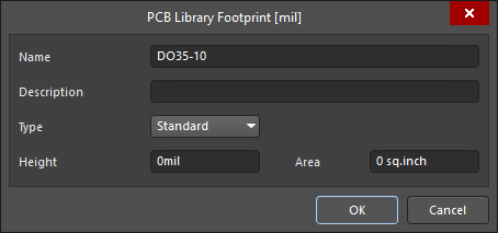 The PCB Library Footprint dialog