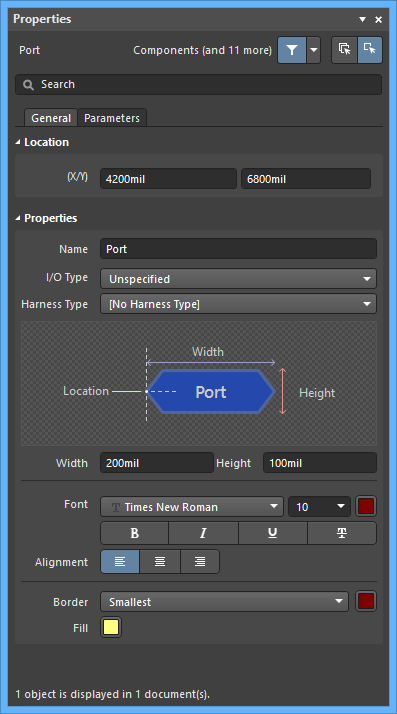 The Port default settings in the Preferences dialog and the Port mode of the Properties panel