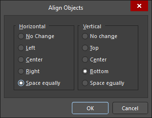 PCB editor, Align Objects dialog