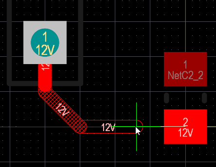 PCB editor, interactive routing, showing how the track segments present with Look Ahead enabled