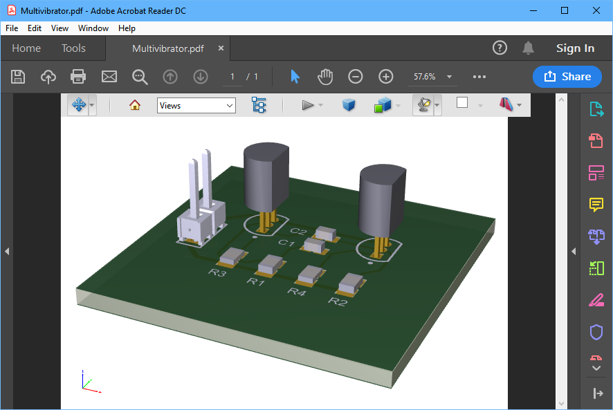 Tutorial board exported as a 3D PDF, open in Adobe Acrobat