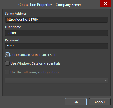 The Connection Properties dialog