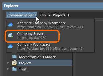 Browsing the Active Server through the Explorer panel in

Altium NEXUS.