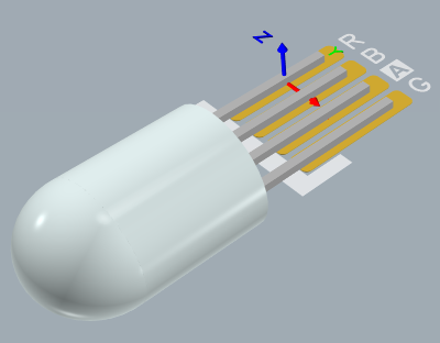 Physical LED component created from 3D Body objects