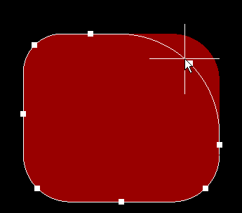 Изменение размера полигона с углами 90º с дугами.