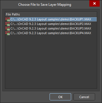 The Choose File to Save Layer Mapping dialog